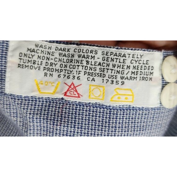 VTG Yves Saint Laurent Blue Woven Dress Shirt LS Button Down Size L 16.5 32-33 - Picture 10 of 10